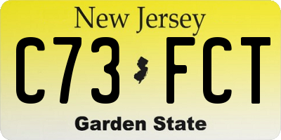 NJ license plate C73FCT