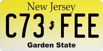 NJ license plate C73FEE