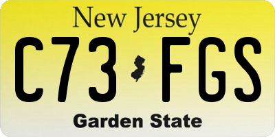 NJ license plate C73FGS