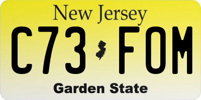 NJ license plate C73FOM
