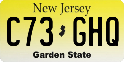 NJ license plate C73GHQ