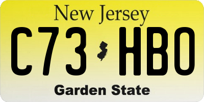 NJ license plate C73HBO