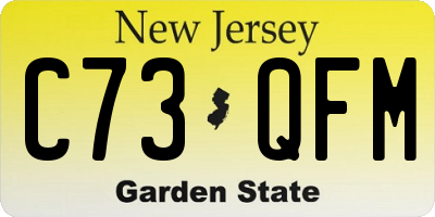 NJ license plate C73QFM