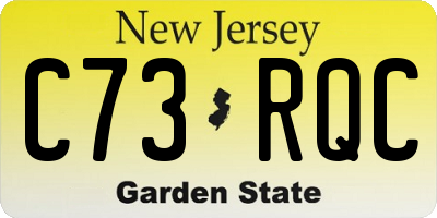NJ license plate C73RQC