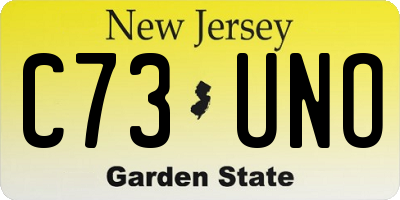 NJ license plate C73UNO