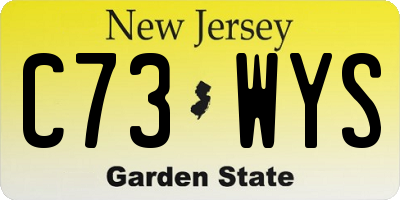 NJ license plate C73WYS