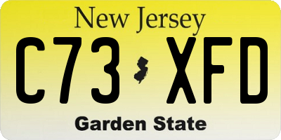NJ license plate C73XFD