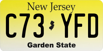 NJ license plate C73YFD