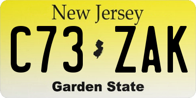 NJ license plate C73ZAK
