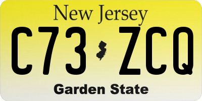 NJ license plate C73ZCQ
