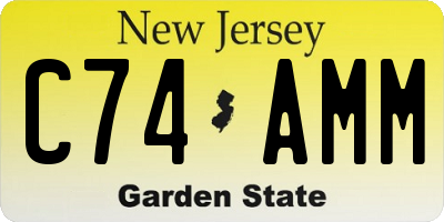 NJ license plate C74AMM