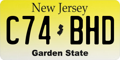 NJ license plate C74BHD