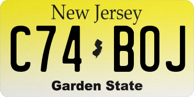 NJ license plate C74BOJ
