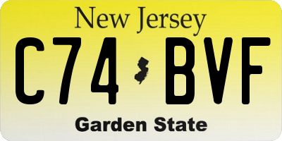 NJ license plate C74BVF