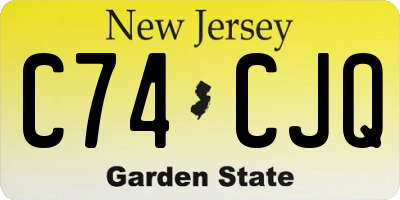 NJ license plate C74CJQ