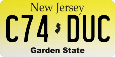 NJ license plate C74DUC