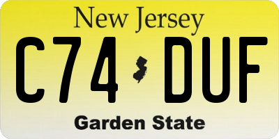 NJ license plate C74DUF