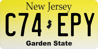 NJ license plate C74EPY