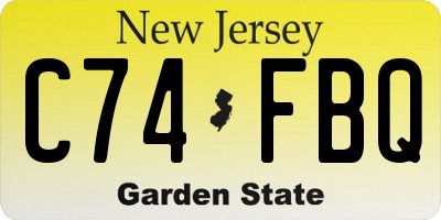 NJ license plate C74FBQ
