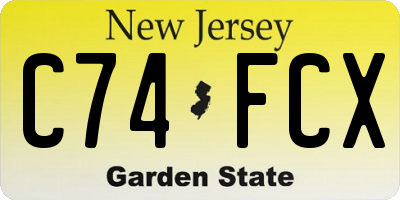 NJ license plate C74FCX