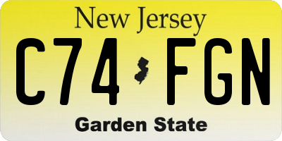 NJ license plate C74FGN