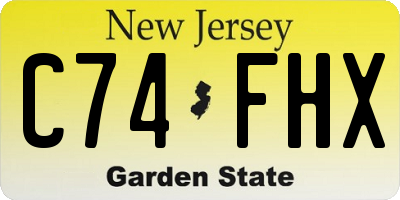 NJ license plate C74FHX