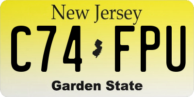 NJ license plate C74FPU