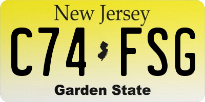 NJ license plate C74FSG