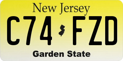 NJ license plate C74FZD