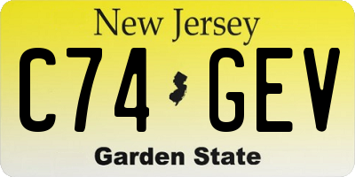 NJ license plate C74GEV