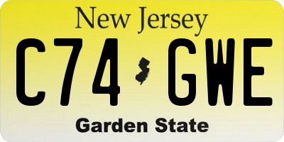 NJ license plate C74GWE