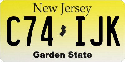 NJ license plate C74IJK