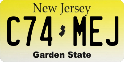 NJ license plate C74MEJ