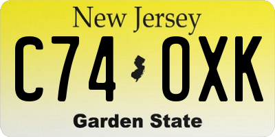 NJ license plate C74OXK