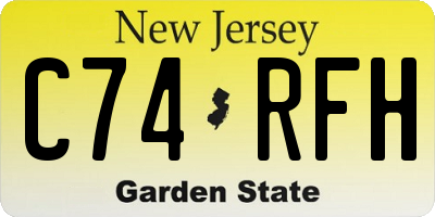 NJ license plate C74RFH