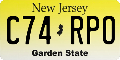 NJ license plate C74RPO