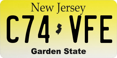NJ license plate C74VFE