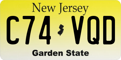 NJ license plate C74VQD