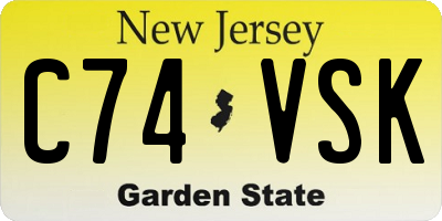 NJ license plate C74VSK