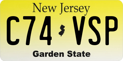 NJ license plate C74VSP