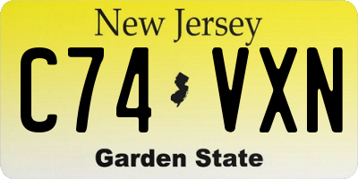 NJ license plate C74VXN