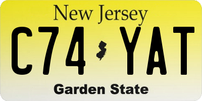 NJ license plate C74YAT