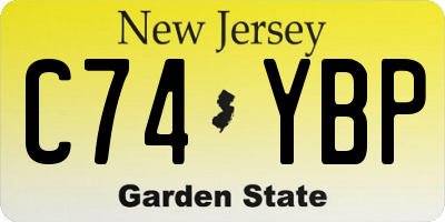 NJ license plate C74YBP