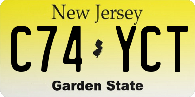 NJ license plate C74YCT