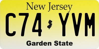 NJ license plate C74YVM