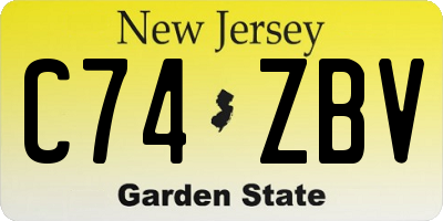 NJ license plate C74ZBV