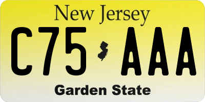 NJ license plate C75AAA