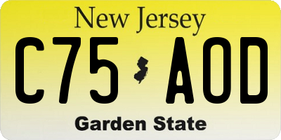 NJ license plate C75AOD