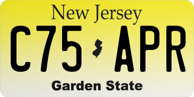 NJ license plate C75APR