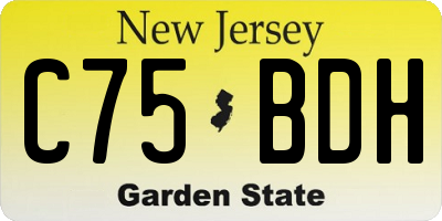 NJ license plate C75BDH
